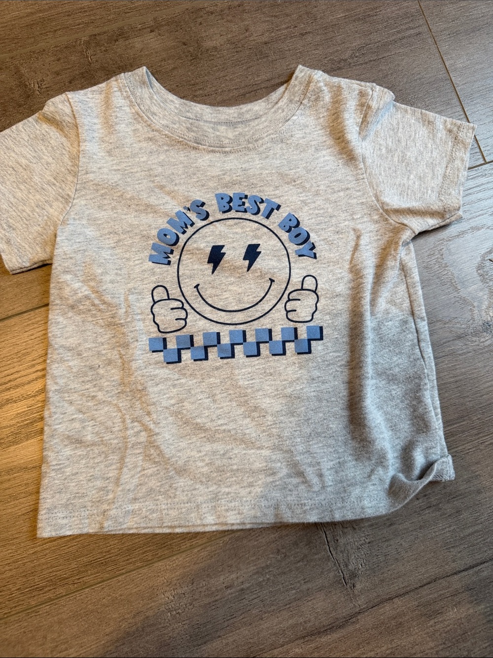 Mom's Best Boy Graphic Tee - Blue on Gray